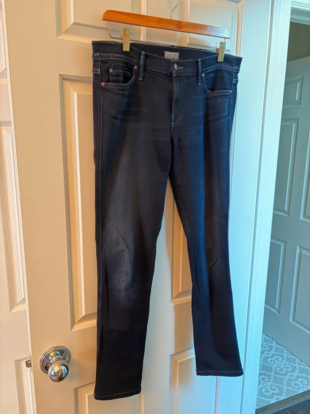 Mother Classic Women's Dark Denim Straight-Leg Jeans - Picture 3 of 8
